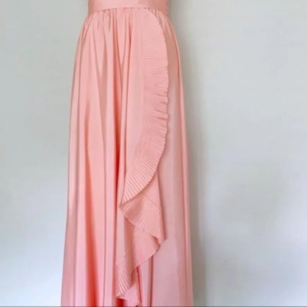 Vintage 80s Lillie Rubin x Albert Capraro Pink Ruffle Formal Dress Gown XXS/XS - Picture 8 of 13